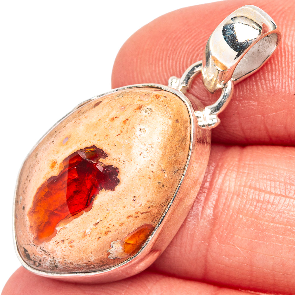 Mexican Fire Opal Pendant 1 3/8" (.925 Sterling Silver)