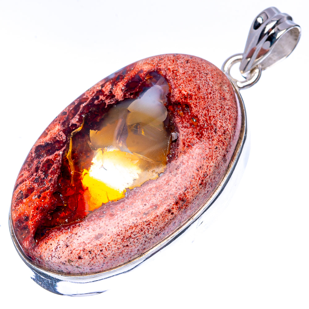 Rare Mexican Fire Opal Pendant 1 7/8" (925 Sterling Silver) P41973