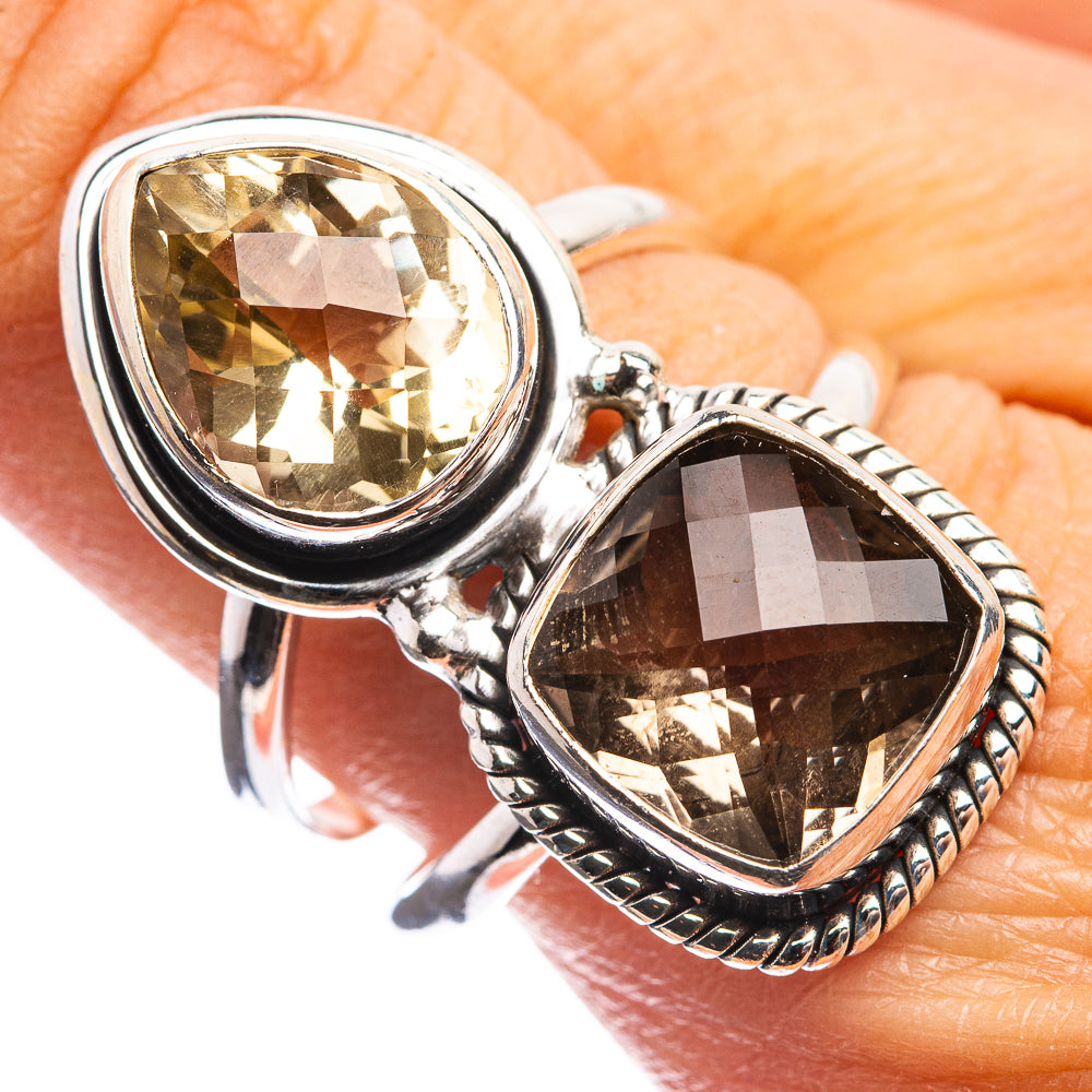 Large Smoky Quartz, Citrine Ring Size 10 (925 Sterling Silver) R143004