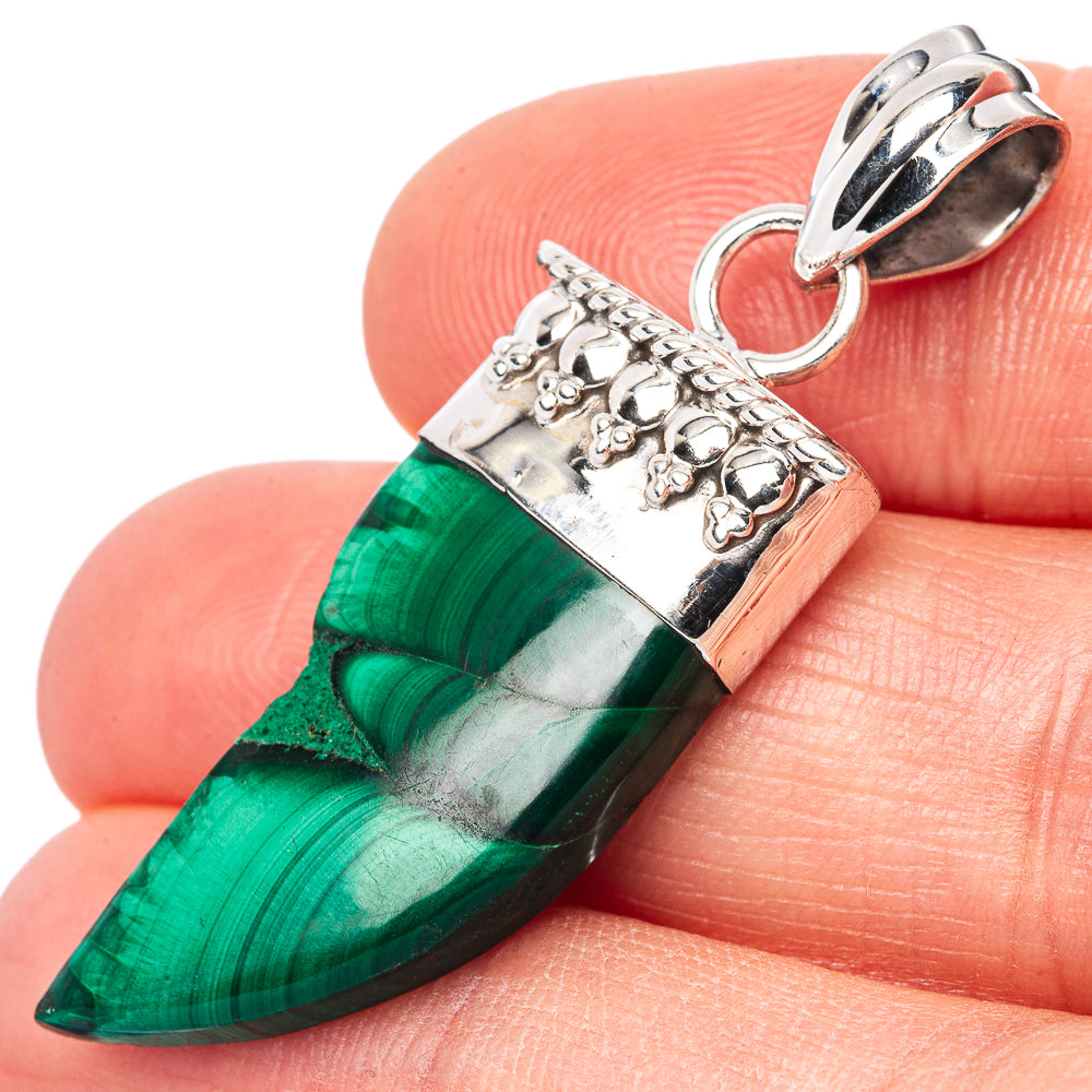 Malachite Pendant 1 3/4" (925 Sterling Silver) P42787