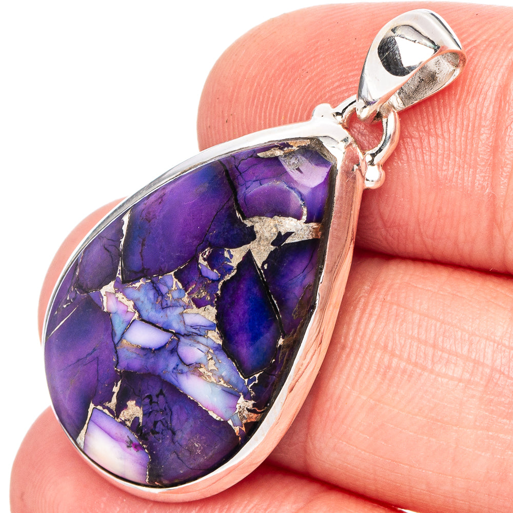 Purple Dahlia Mohave Turquoise Pendant 1 3/8" (.925 Sterling Silver)
