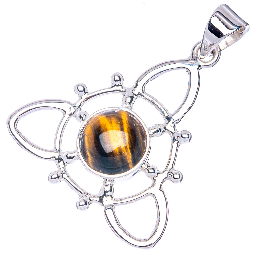 Premium Tiger Eye Pendant 1 3/8" (925 Sterling Silver) P41847