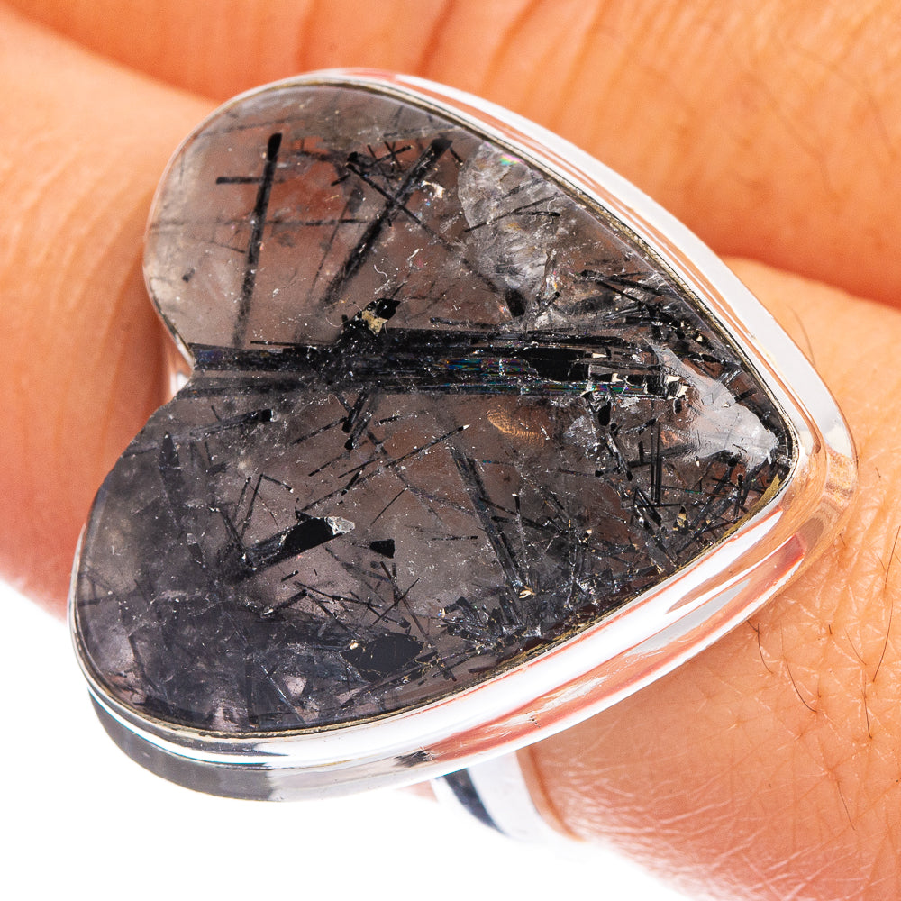 Large Tourmalinated Quartz Ring Size 8 (925 Sterling Silver) R144366