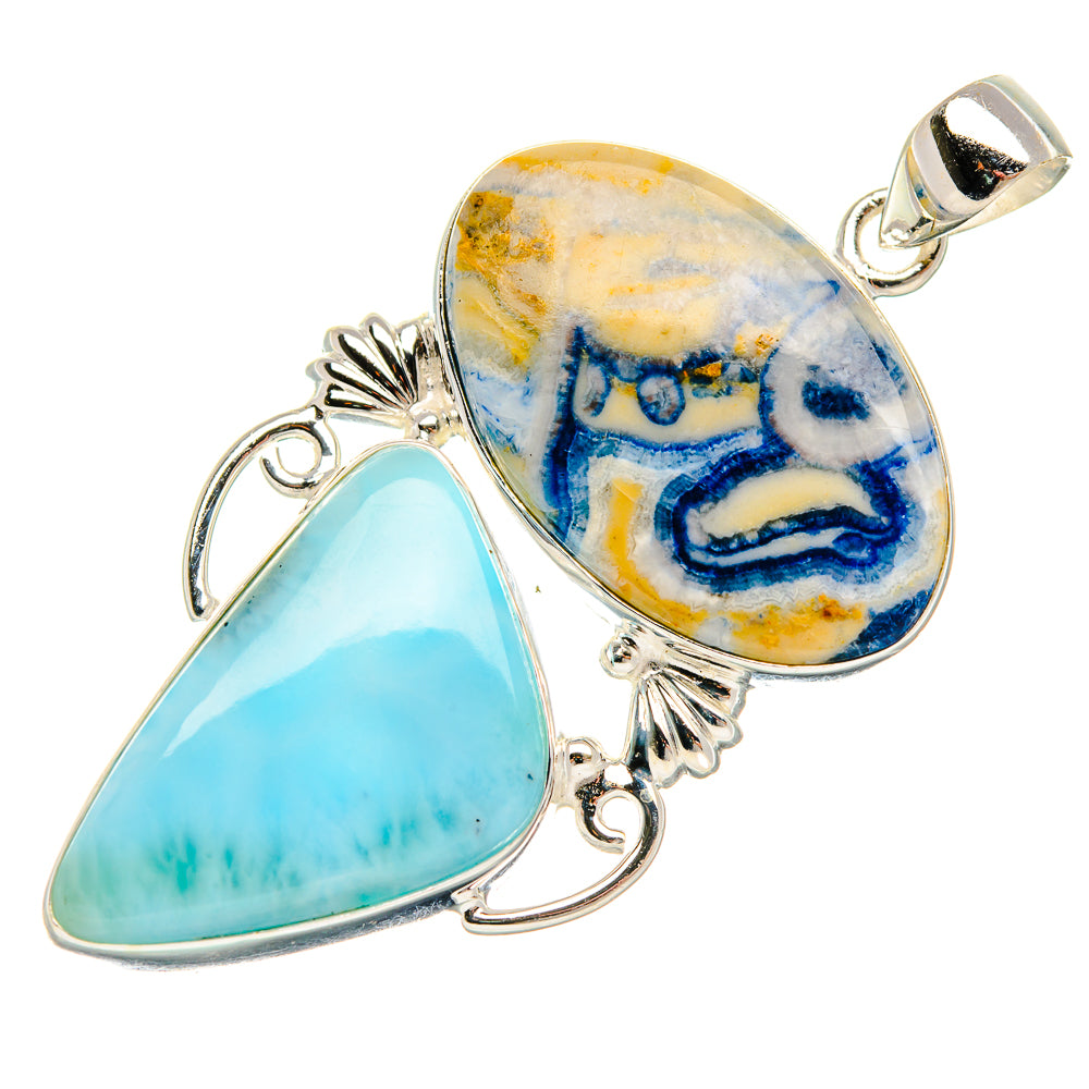 Blue Scheelite, Larimar Pendant 2 1/4" (925 Sterling Silver) PD38028