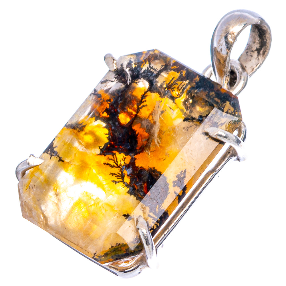 Faceted Scenic Dendritic Agate Pendant 1 1/8" (.925 Sterling Silver)