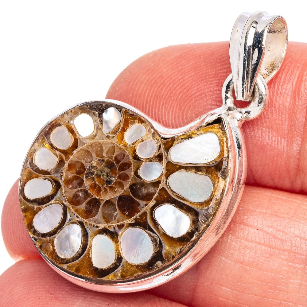 Mop Ammonite Pendant 1 1/2" (925 Sterling Silver) P40396