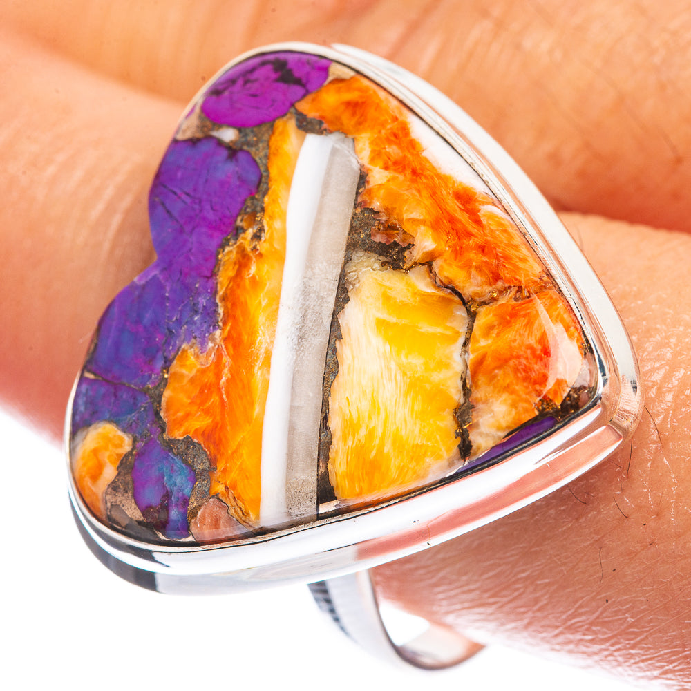 Large Spiny Oyster Turquoise 925 Sterling Silver Ring Size 9.75