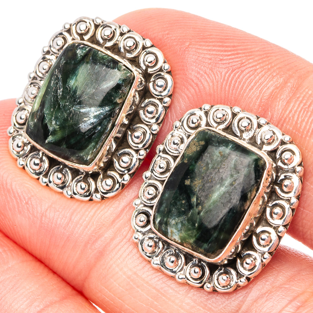 Seraphinite Earrings 3/4" (925 Sterling Silver) E1565