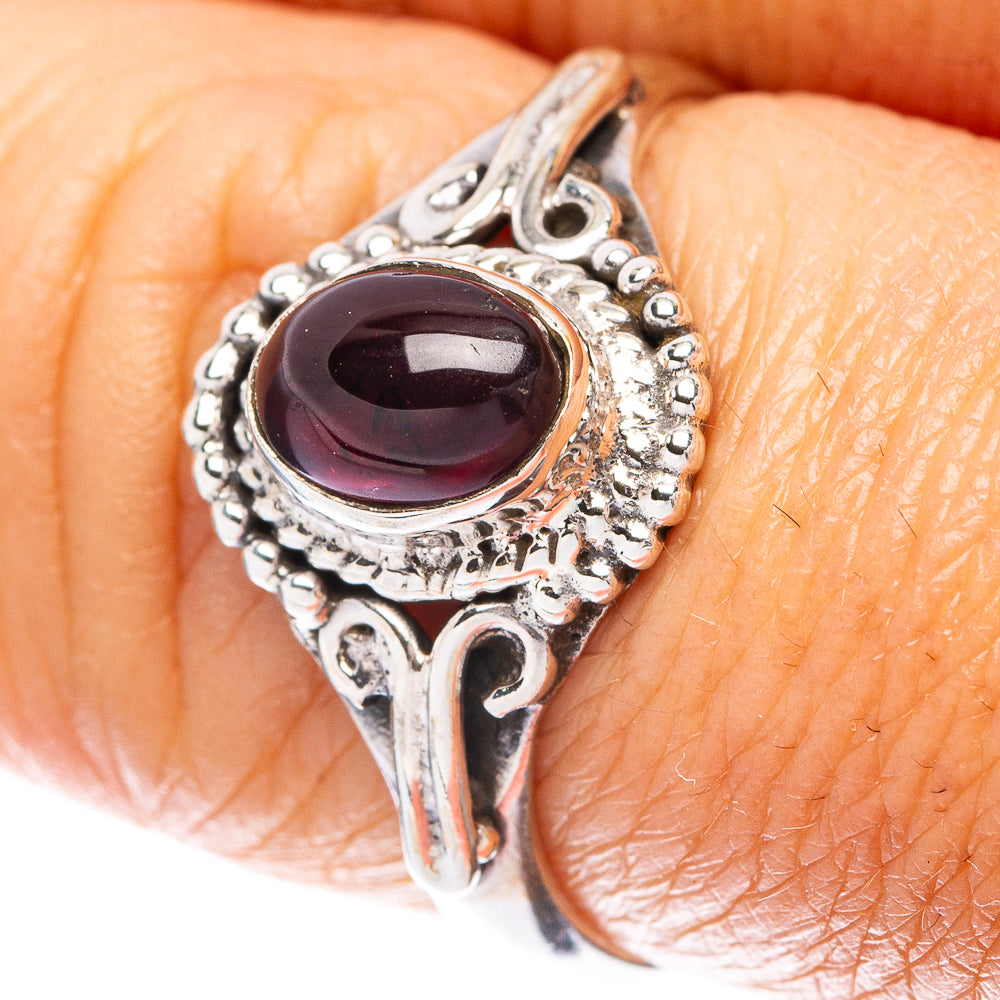 Garnet Dainty Ring Size 8 (925 Sterling Silver) R5930