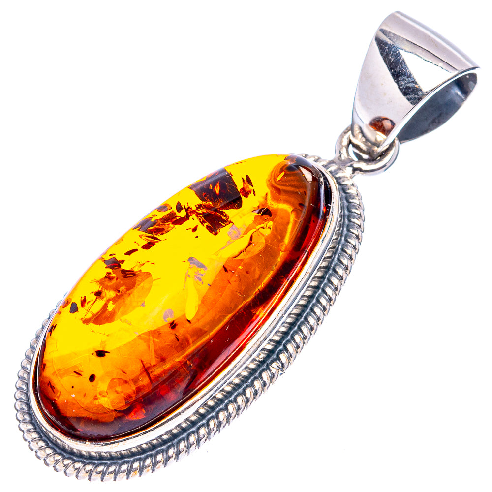 Baltic Amber Pendant 1 3/4" (.925 Sterling Silver)