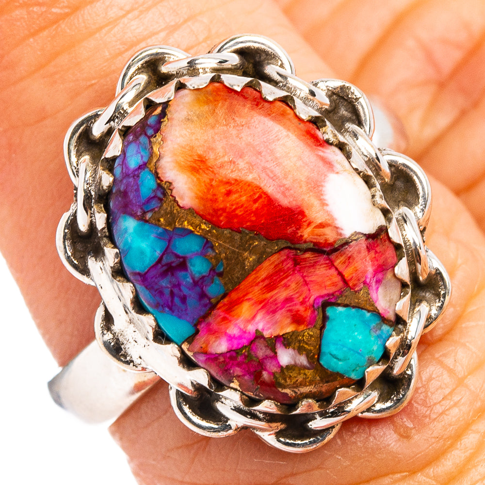 Pink Dahlia Mohave Turquoise Ring Size 6.5 (.925 Sterling Silver)