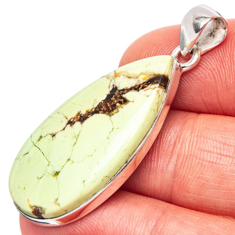 Lemon Chrysoprase Pendant 1 3/4" (925 Sterling Silver) P43128