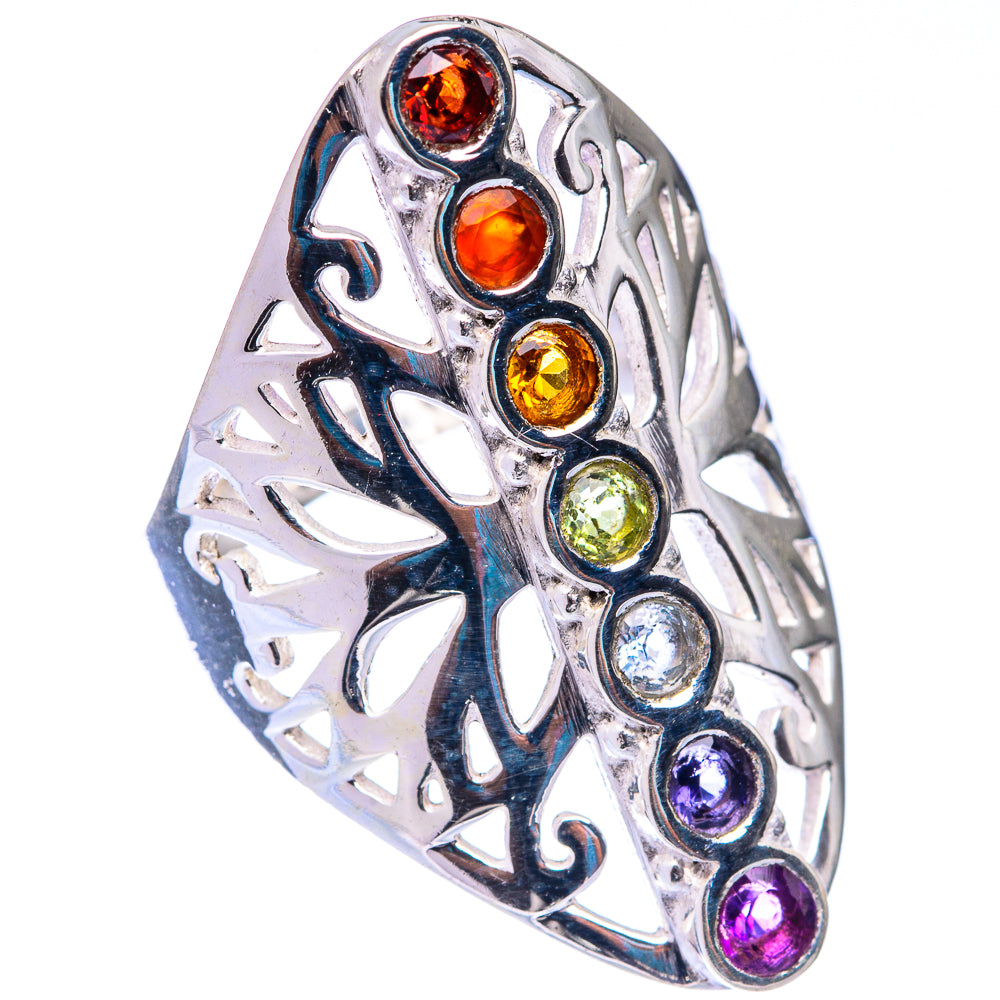 Rainbow Chakra Ring Size 7 (925 Sterling Silver) R141122
