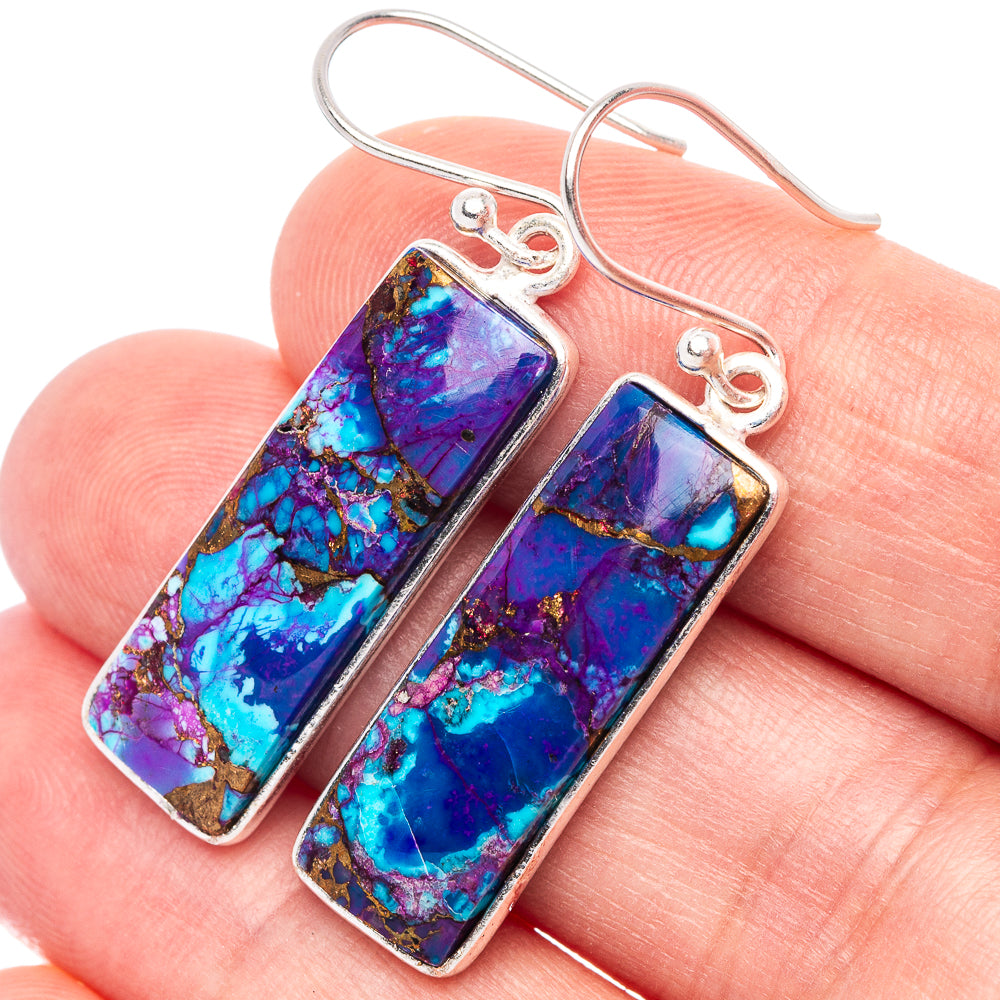Purple Copper Composite Turquoise Earrings 1 5/8" (925 Sterling Silver) E2452