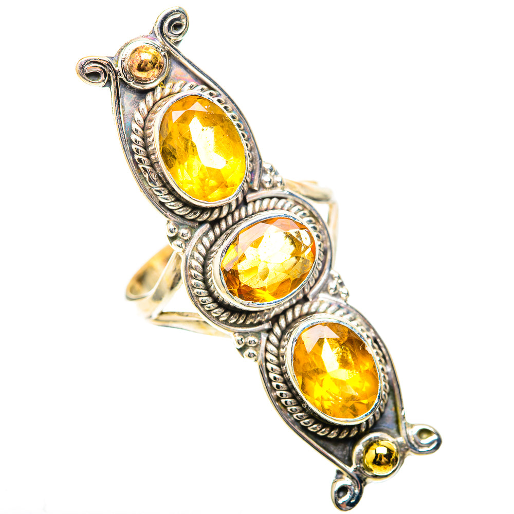 Large Faceted Citrine 925 Sterling Silver Ring Size 8 (925 Sterling Silver) RING139677