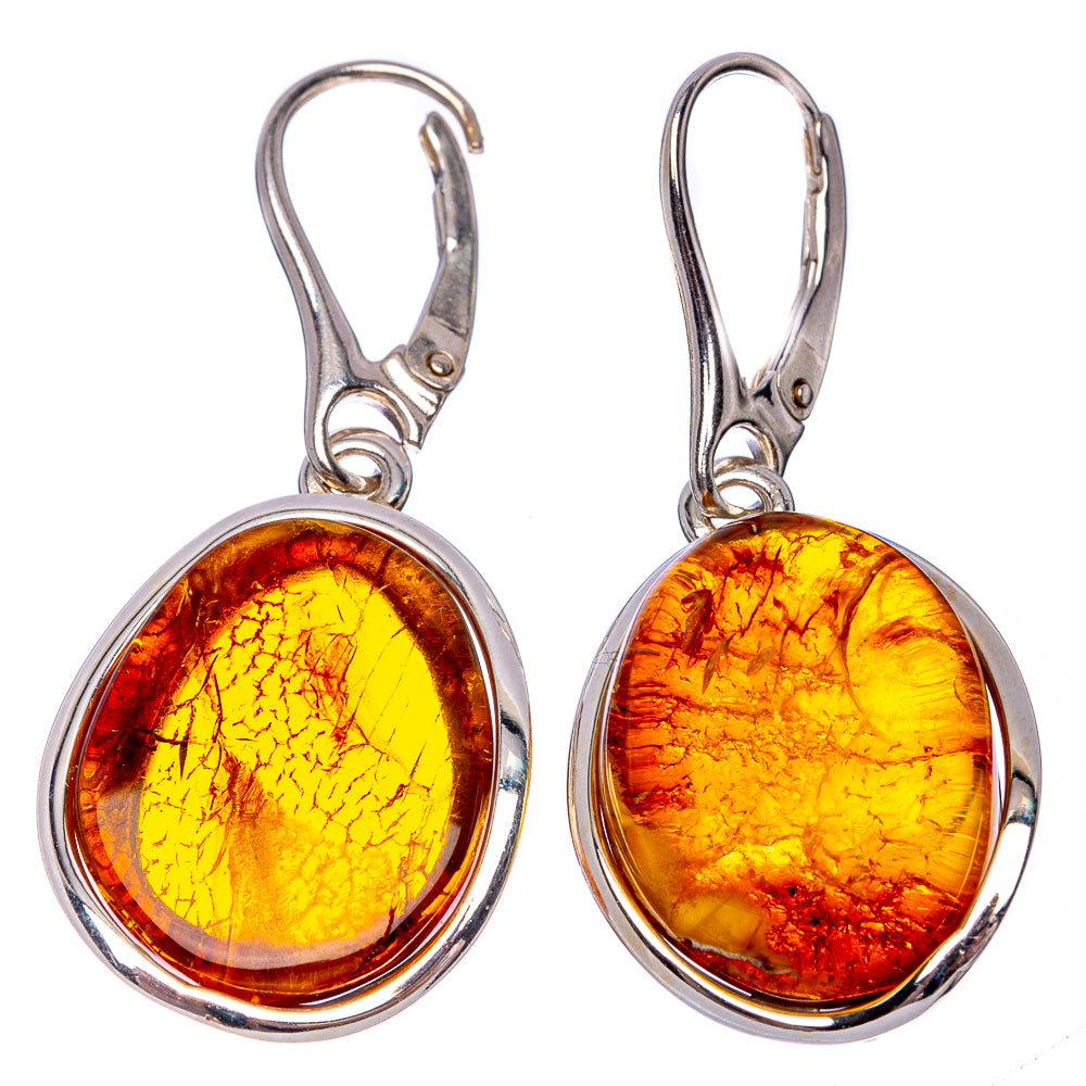 Baltic Amber Earrings 1 5/8" (925 Sterling Silver) E1094