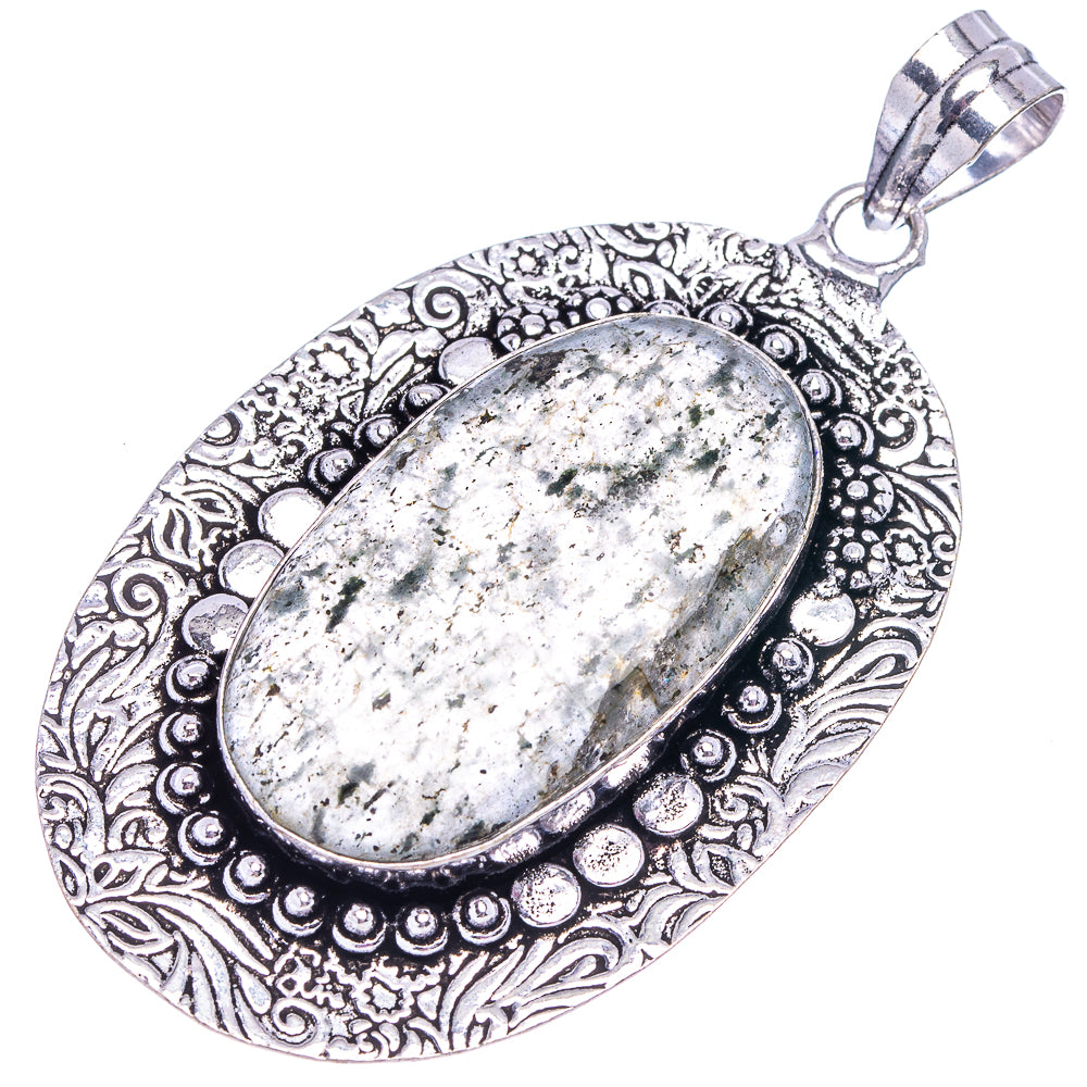 Moss Agate Pendant 2 5/8" (German Silver)