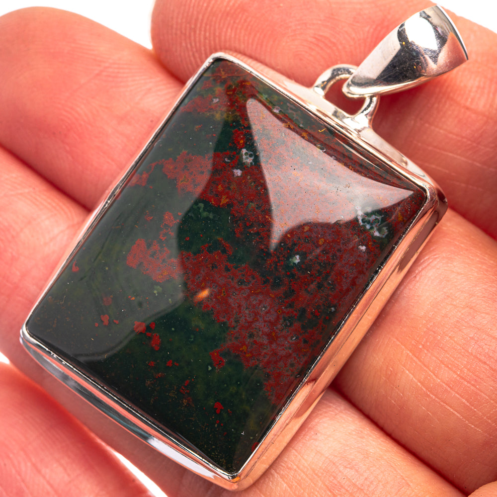 Bloodstone Pendant 1 3/4" (925 Sterling Silver) P38808