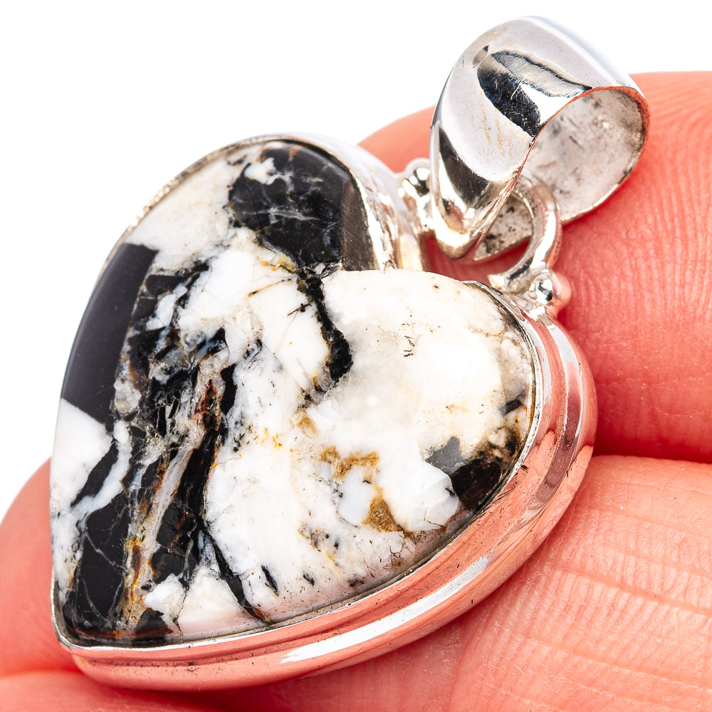 Wild Buffalo Turquoise Heart Pendant 1 1/4" (.925 Sterling Silver)