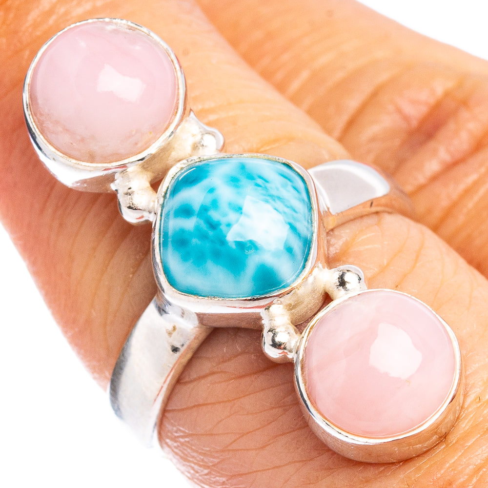 Rare Larimar, Pink Opal Ring Size 7 (.925 Sterling Silver)