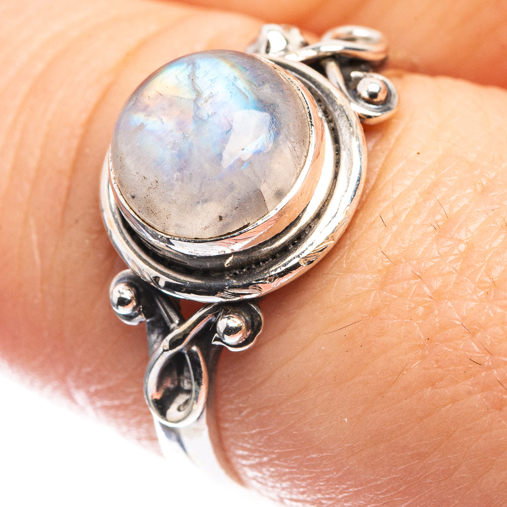 Rainbow Moonstone Dainty Ring Size 7 (925 Sterling Silver) R142594