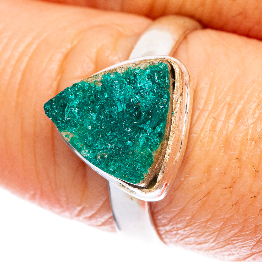 Rare Raw Green Dioptase Ring Size 8.25 (925 Sterling Silver) R1038
