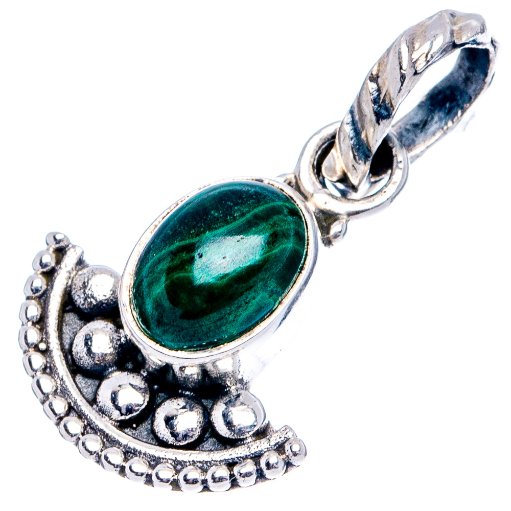 Malachite Dainty Pendant 7/8" (.925 Sterling Silver)