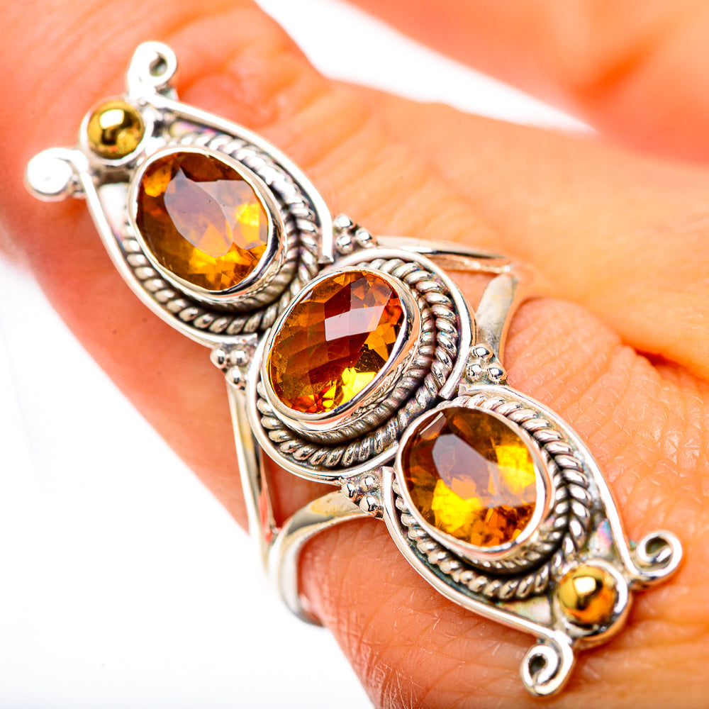 Large Faceted Citrine 925 Sterling Silver Ring Size 10 (925 Sterling Silver) RING139702