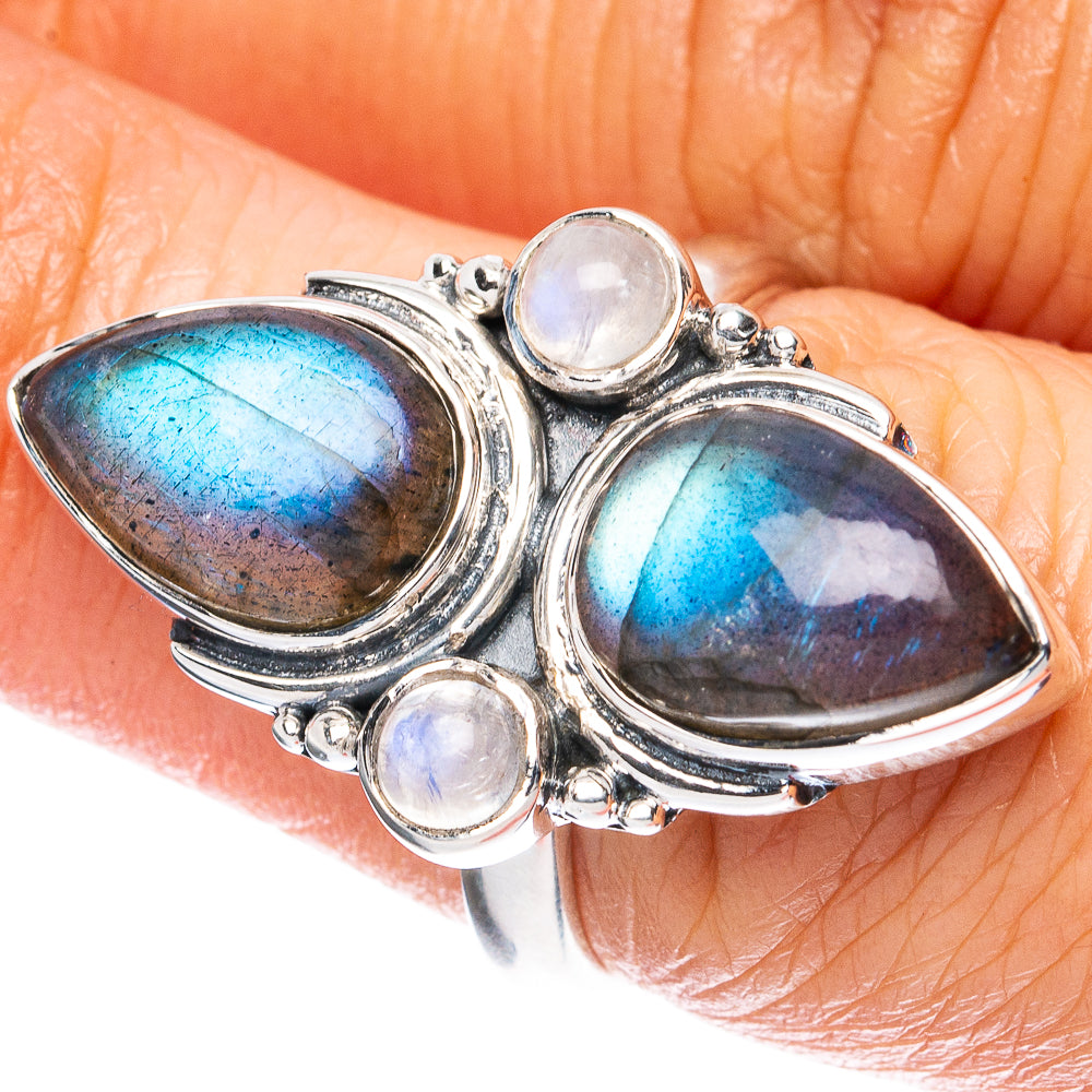 Premium Labradorite, Rainbow Moonstone 925 Sterling Silver Ring Size 6.5 Ana Co R3563
