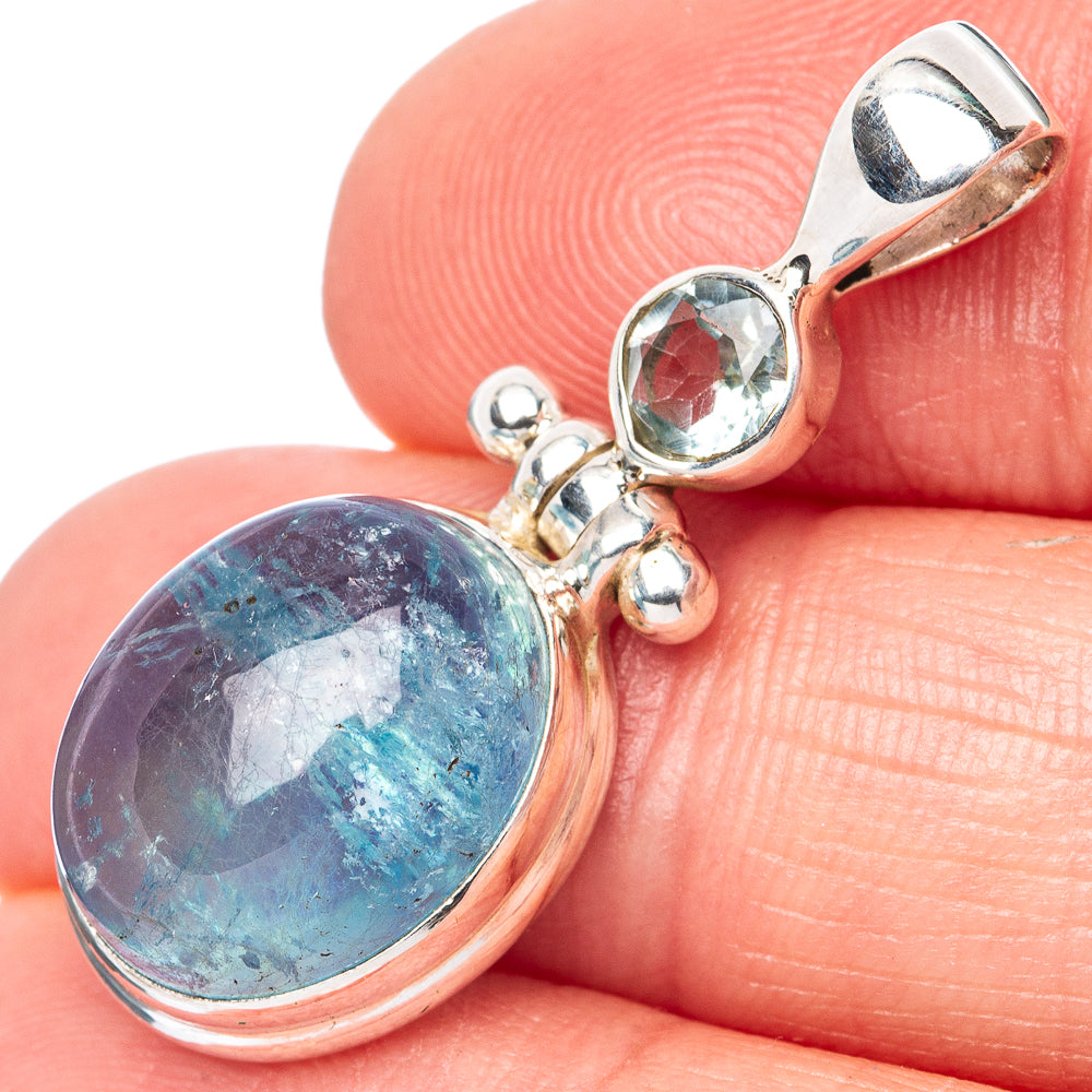 Aquamarine, Blue Topaz Pendant 1 3/8" (925 Sterling Silver) P42749
