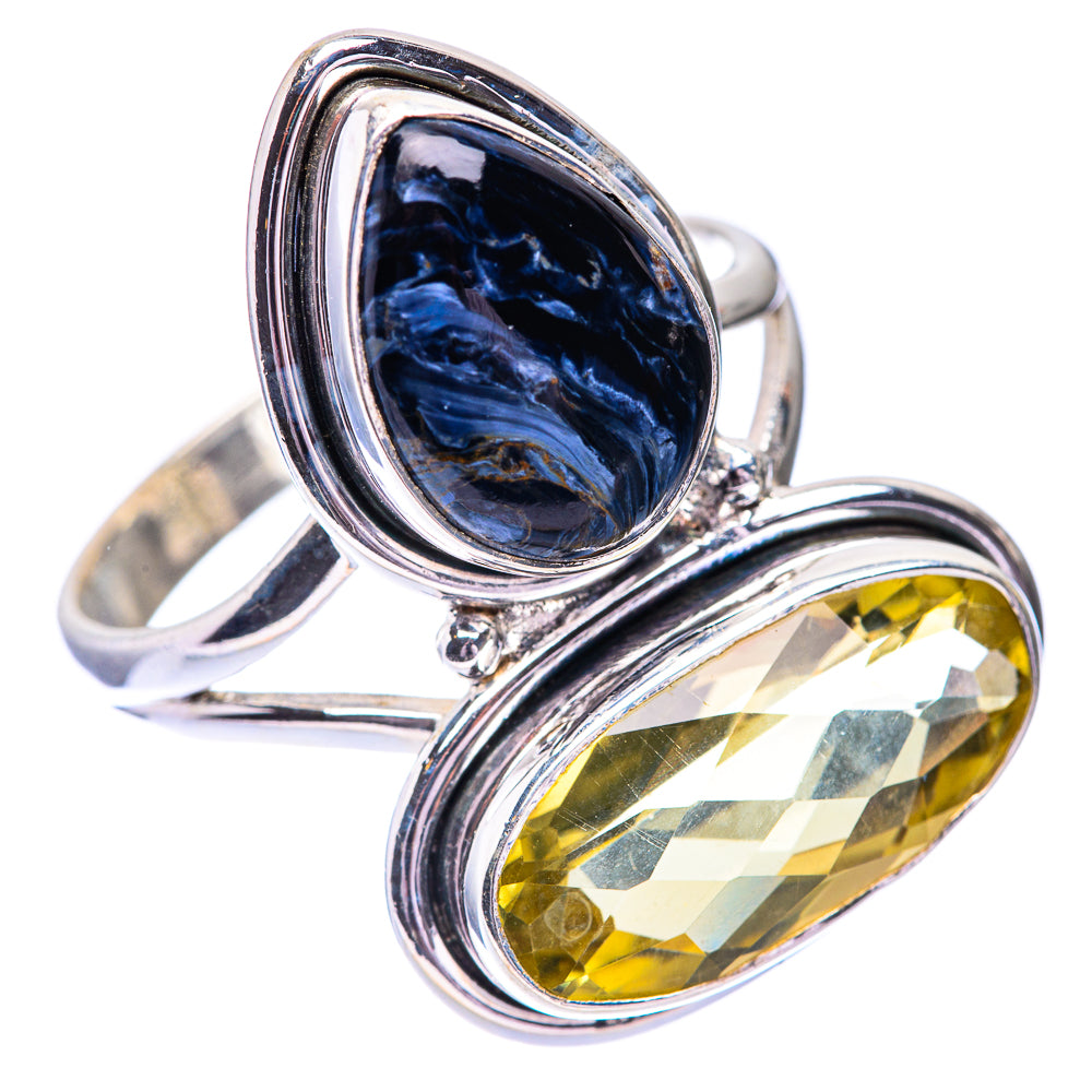 Large Lemon Quartz, Pietersite Ring Size 12 (925 Sterling Silver) R140662
