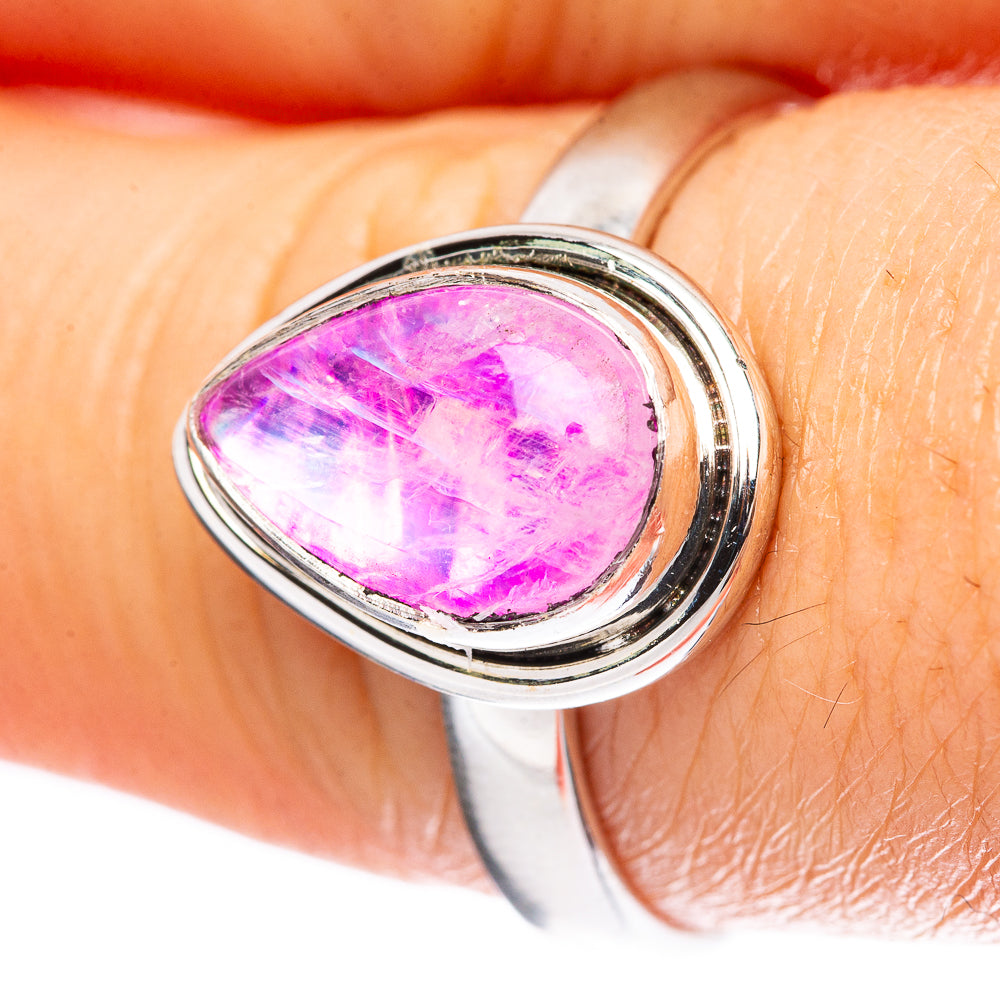Pink Moonstone Ring Size 8.75 (925 Sterling Silver) R3774