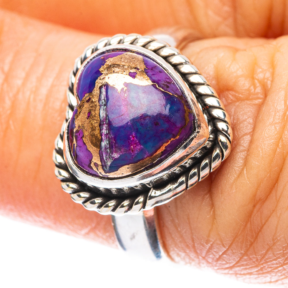 Purple Copper Turquoise Heart Ring Size 6 (925 Sterling Silver) R4115
