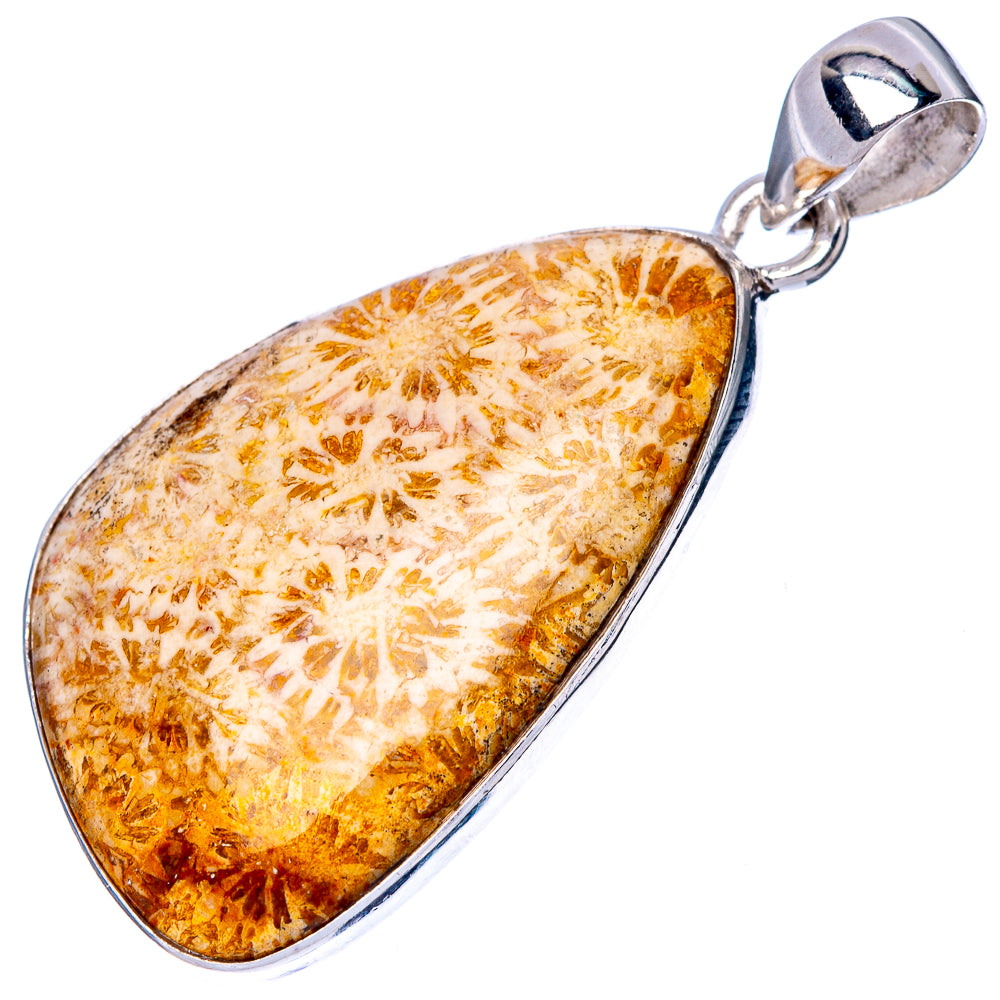 Fossil Coral Pendant 1 5/8" (925 Sterling Silver) P42854