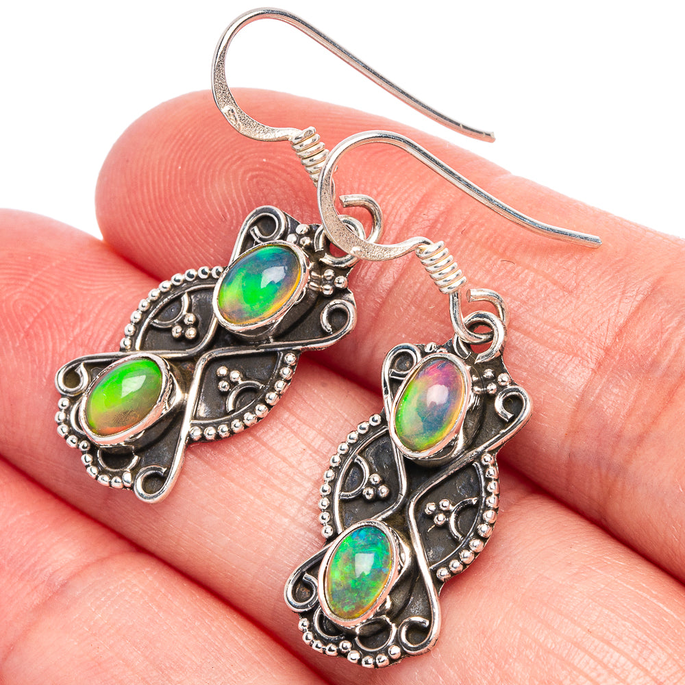 Rare Ethiopian Opal Earrings 1 3/8" (925 Sterling Silver) E433384