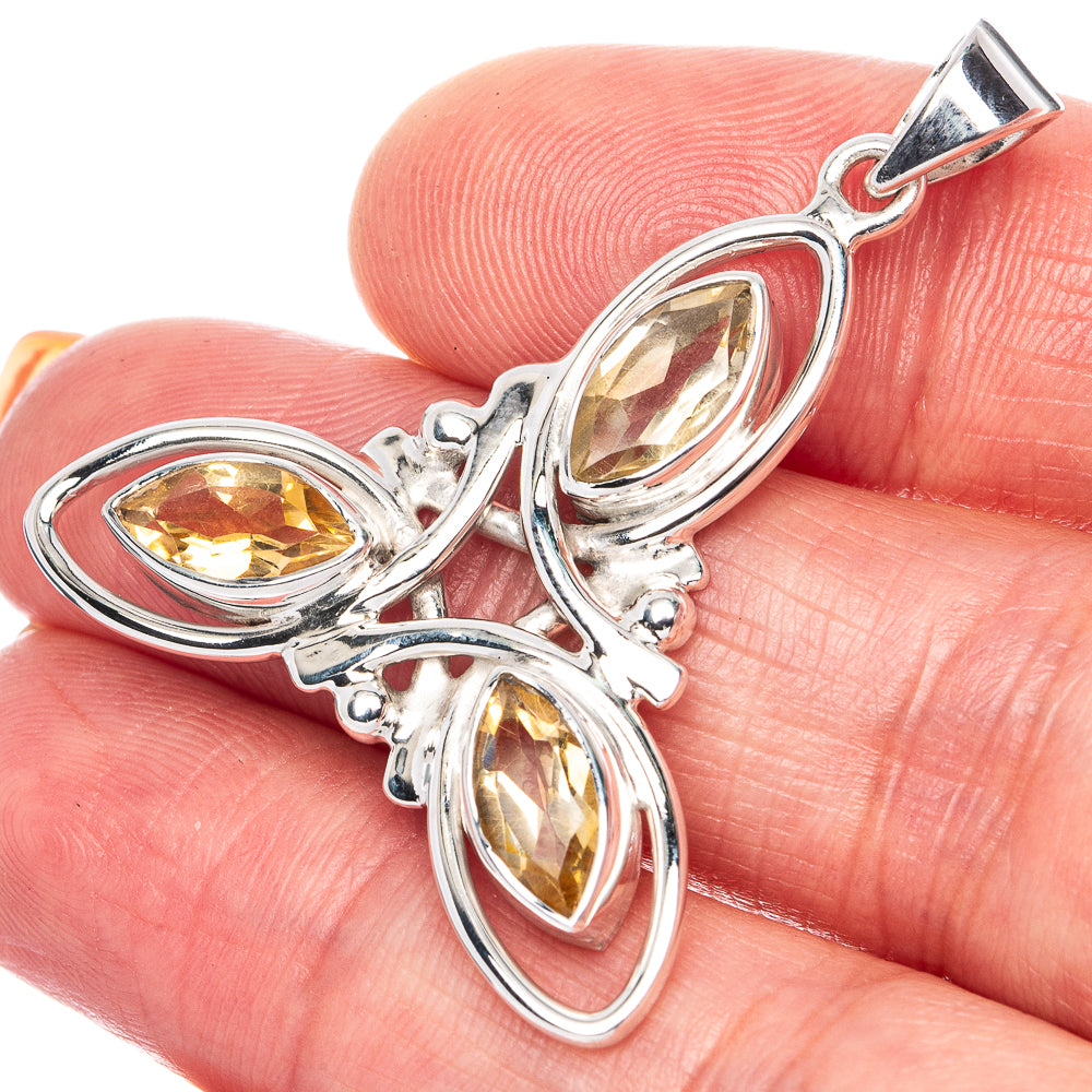 Premium Faceted Citrine Pendant 1 1/2" (925 Sterling Silver) P41848