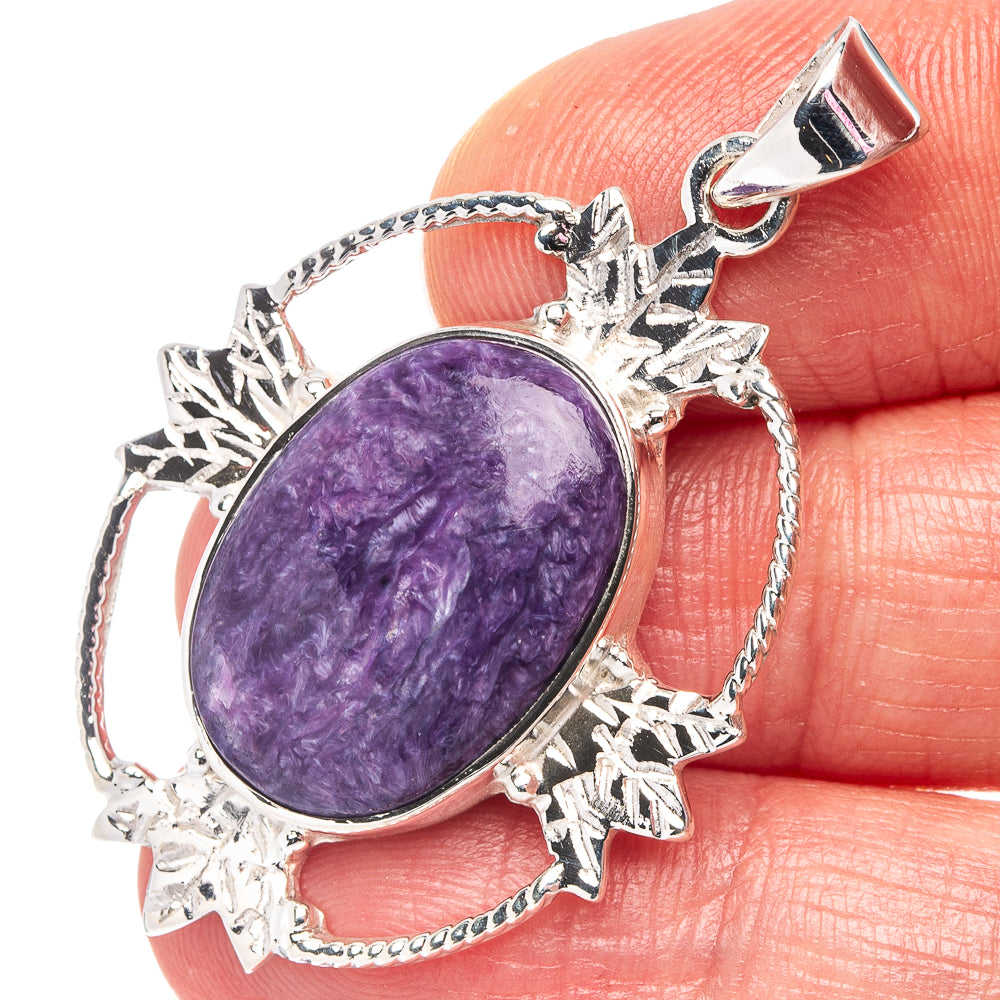 Premium Lepidolite Pendant 1 5/8" (.925 Sterling Silver)