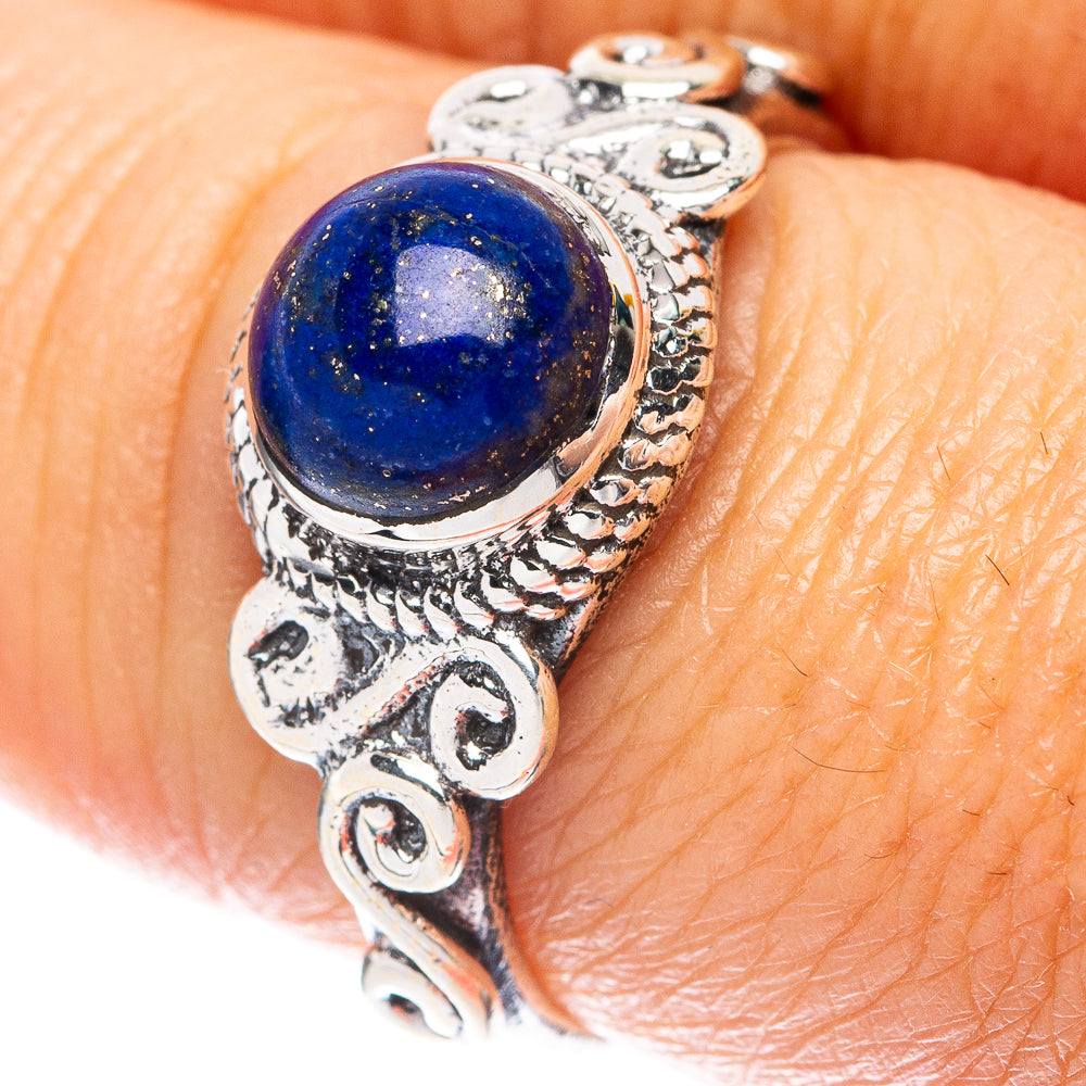 Lapis Lazuli Dainty Ring Size 7.75 (925 Sterling Silver) R5870