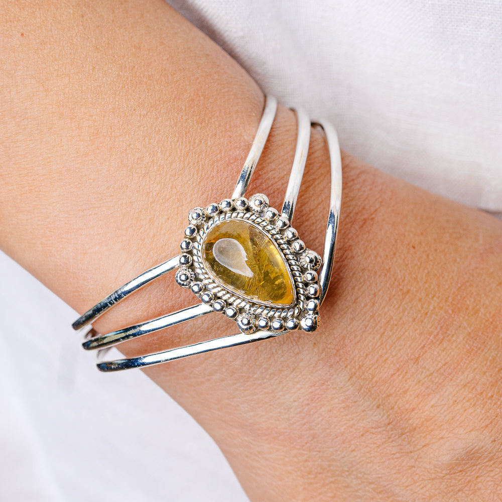 Rutilated Quartz Bracelets Adjustable (925 Sterling Silver) B90405