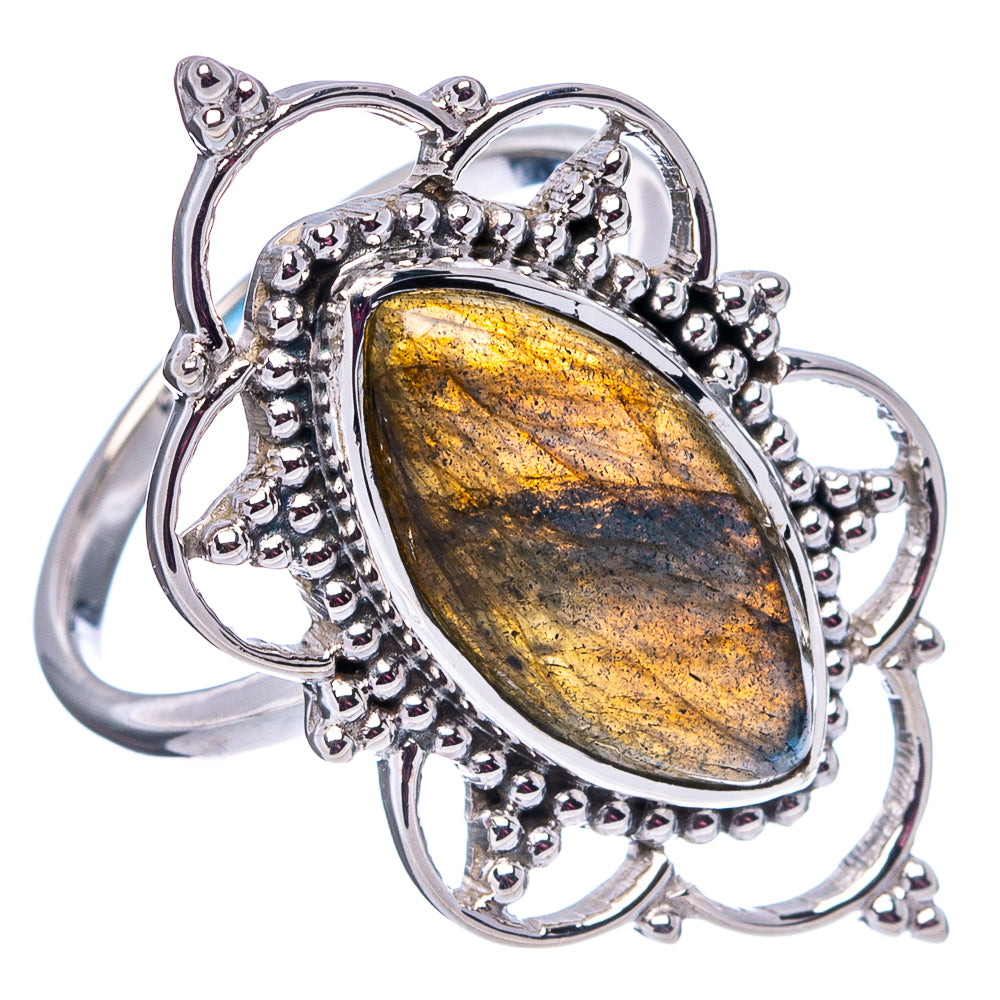 Premium Labradorite Ring Size 7.75 (.925 Sterling Silver)