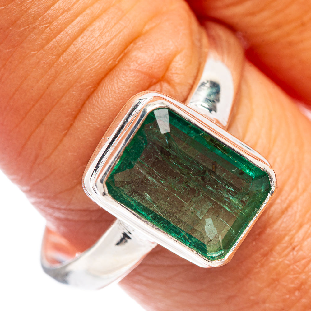 Rare Premium Faceted Zambian Emerald Ring Size 10.75 (.925 Sterling Silver)