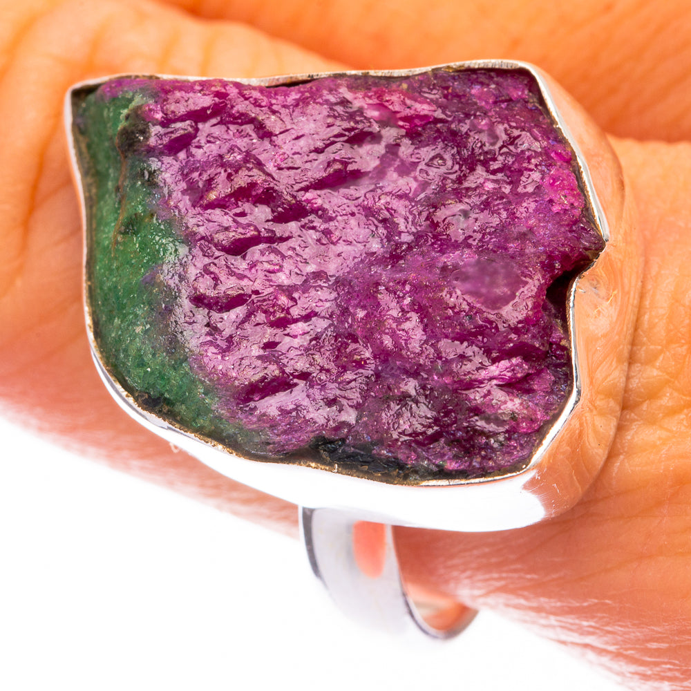 Large Raw Ruby Zoisite Ring Size 11.25 (925 Sterling Silver) R141612