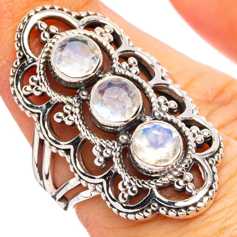 Rainbow Moonstone Ring Size 6 (.925 Sterling Silver)