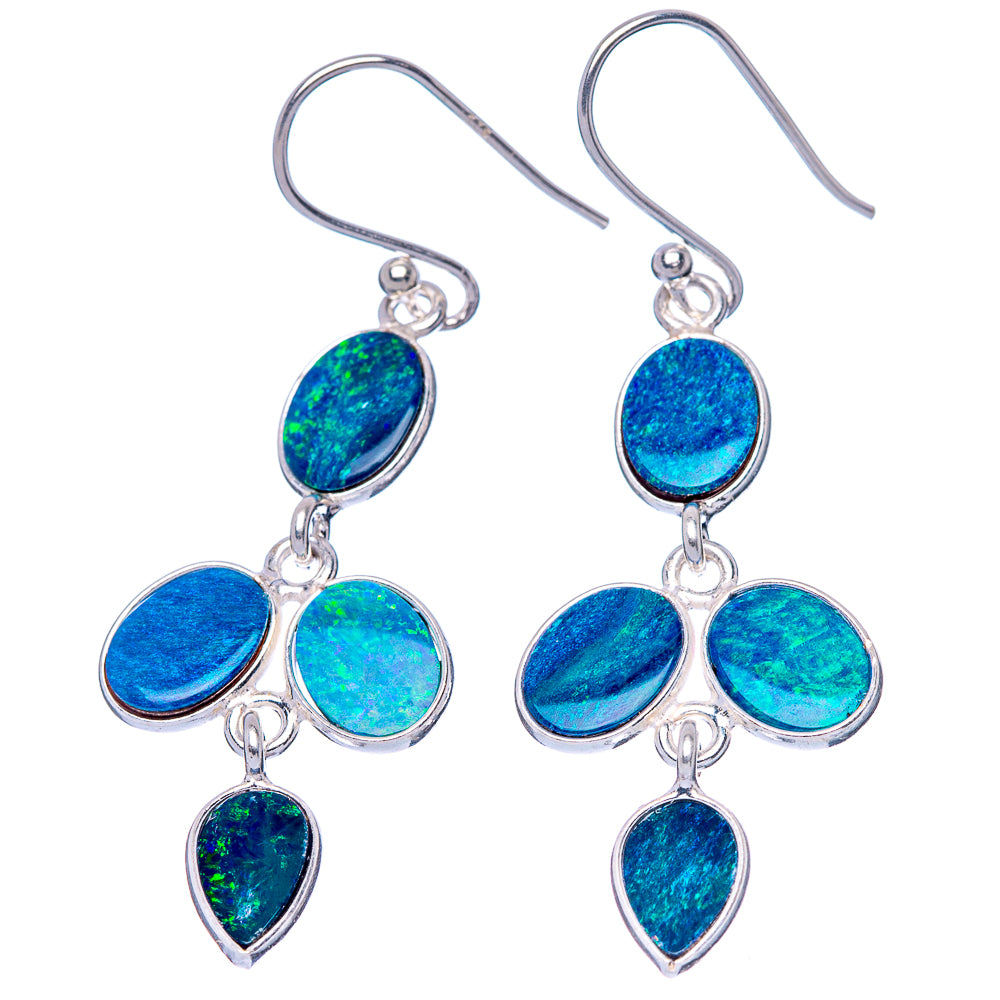 Rare Doublet Opal Earrings 1 7/8" (925 Sterling Silver) E1667