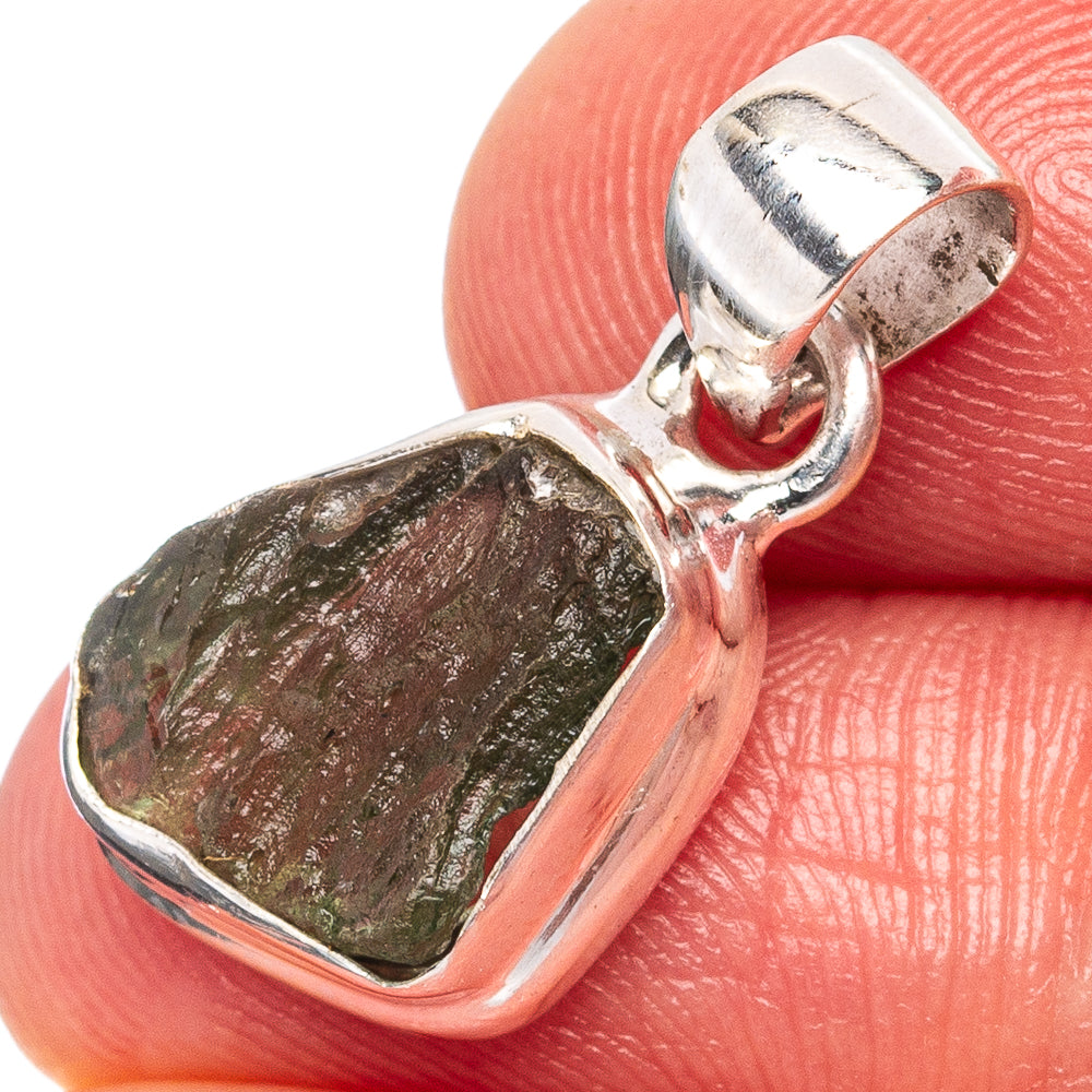 Rare Moldavite Pendant 7/8" (.925 Sterling Silver)