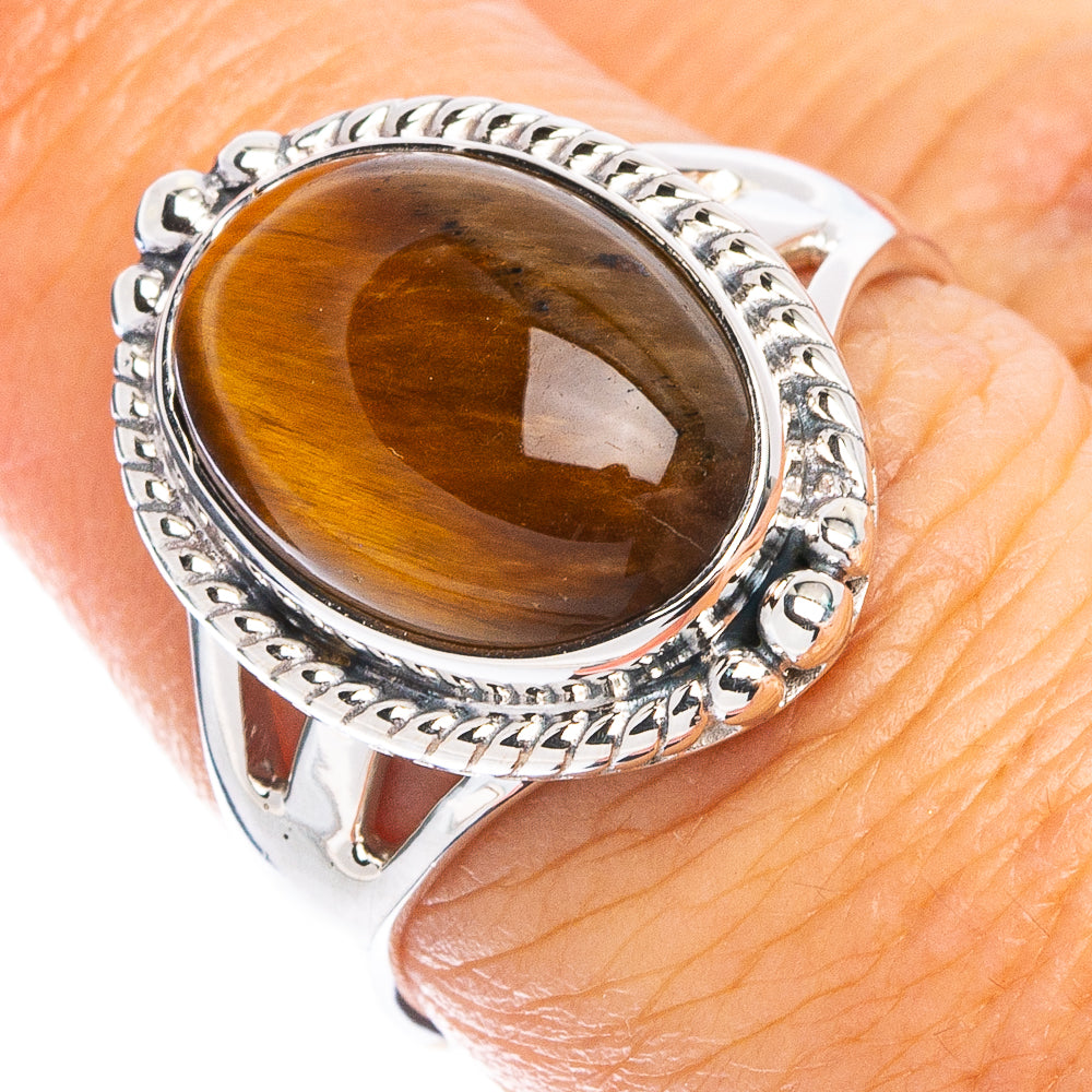 Premium Tiger Eye Ring Size 7 (925 Sterling Silver) R8082