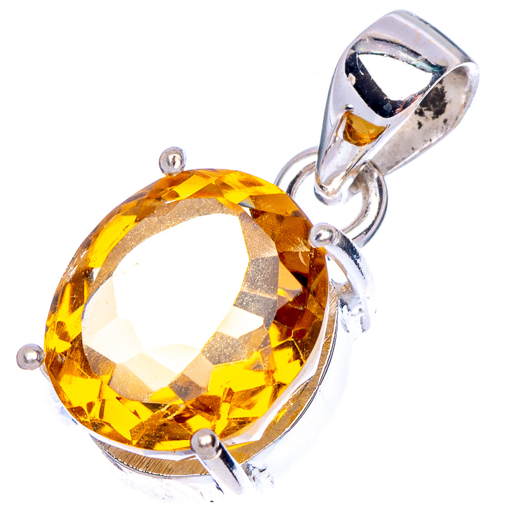 Faceted Citrine Pendant 1" (.925 Sterling Silver)