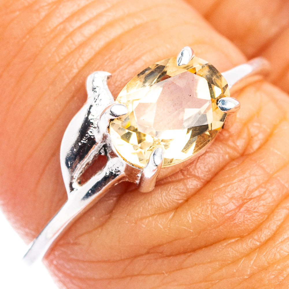 Citrine Bird Dainty Ring Size 7.75 (.925 Sterling Silver)