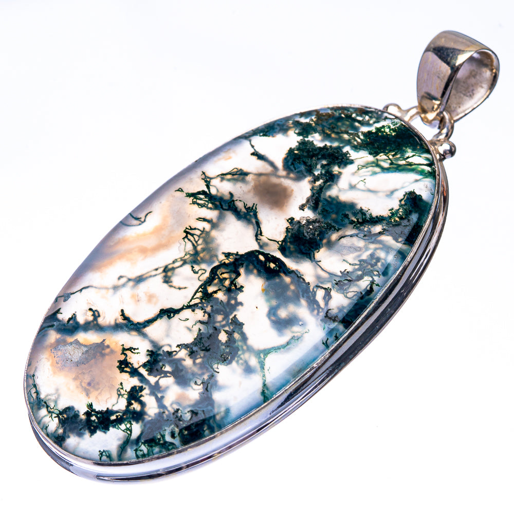 Green Moss Agate 925 Sterling Silver Pendant 2 1/8" (925 Sterling Silver) PD38616