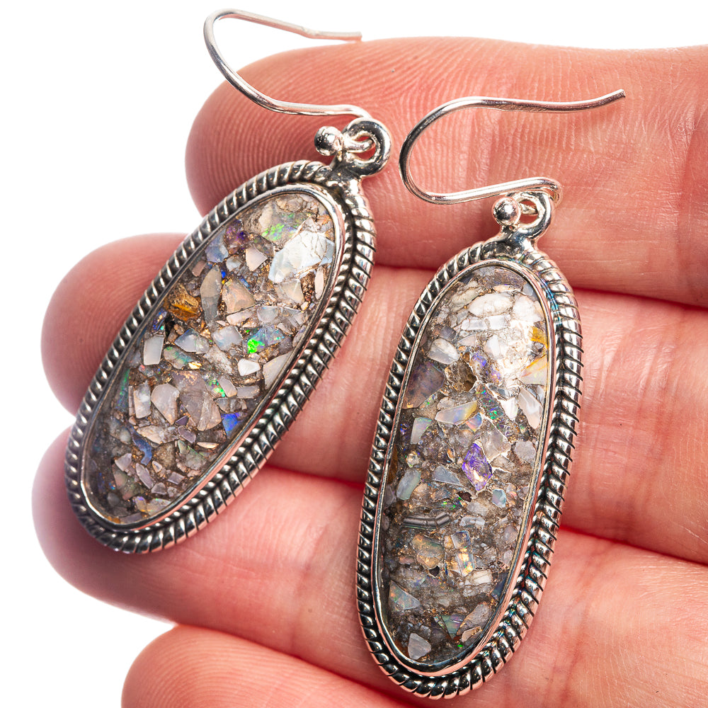 Brecciated Ethiopian Opal 925 Sterling Silver Earrings 1 3/4"